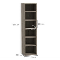 Homcom Set Of 2 Cd Storage Units With Adjustable Shelves Mocha Wood - thumbnail 3