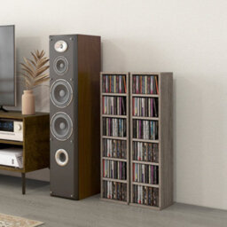 Homcom Set Of 2 Cd Storage Units With Adjustable Shelves Mocha Wood