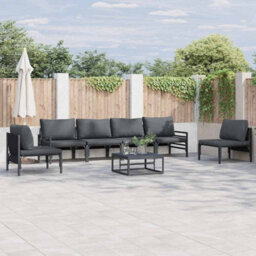 Berkfield Modern Garden Sofa Set 6 Pcs Anthracite Steel - thumbnail 2