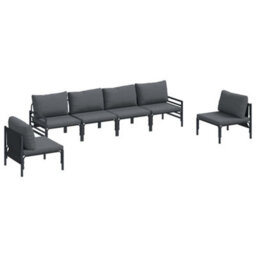Berkfield Modern Garden Sofa Set 6 Pcs Anthracite Steel - thumbnail 1
