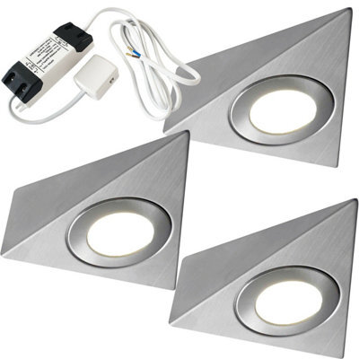 3-Pack Brushed Nickel Pyramid Under Cabinet Kitchen Lights With Driver Kit - Warm White Led - image 1