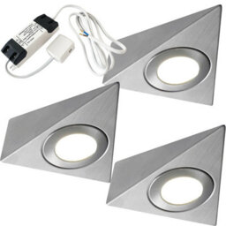 3-Pack Brushed Nickel Pyramid Under Cabinet Kitchen Lights With Driver Kit - Warm White Led