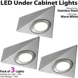 3-Pack Brushed Nickel Pyramid Under Cabinet Kitchen Lights With Driver Kit - Warm White Led - thumbnail 3