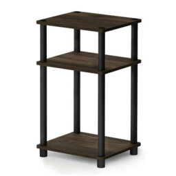 Walplus Furinno Just 3-Tier Turn-N-Tube End Table, Columbia Walnut/black - thumbnail 3