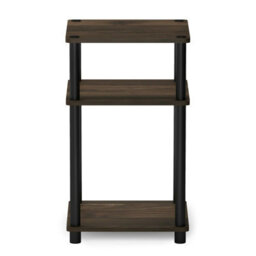 Walplus Furinno Just 3-Tier Turn-N-Tube End Table, Columbia Walnut/black - thumbnail 4
