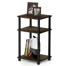 Walplus Furinno Just 3-Tier Turn-N-Tube End Table, Columbia Walnut/black - thumbnail 2