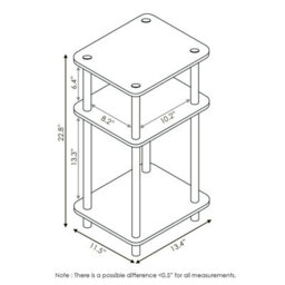 Walplus Furinno Just 3-Tier Turn-N-Tube End Table, Columbia Walnut/black - thumbnail 5