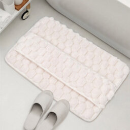 Darphe Rectangular Warm Beige Non-Slip Polyester Bath Mat 60X40Cm - thumbnail 3