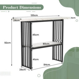 Costway 2-Tier Console Table White Faux Marble Sofa Table Modern Entryway Hallway Narrow Table - thumbnail 3
