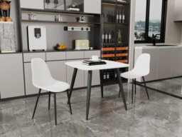 Core Products Aspen White 80Cm Square Dining Table With 2 White Plastic Curve Design Chairs