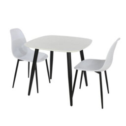 Core Products Aspen White 80Cm Square Dining Table With 2 White Plastic Curve Design Chairs - thumbnail 2