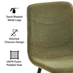 Fwstyle Evie Set Of 4 Green Linen Upholstered Black Steel Frame Dining Chairs - thumbnail 3