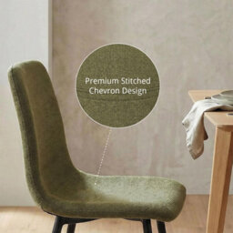 Fwstyle Evie Set Of 4 Green Linen Upholstered Black Steel Frame Dining Chairs - thumbnail 2