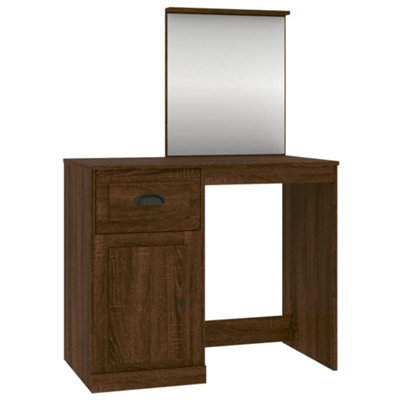 Berkfield Durable Dressing Table With Mirror Brown Oak 90X50X132.5 Cm Engineered Wood
