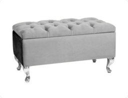 Londona 150Cm Chesterfield Ottoman Storage Bench - Plush Velvet Shoe Bench - Silver Upholstery Footstool With Storage