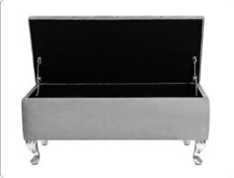 Londona 150Cm Chesterfield Ottoman Storage Bench - Plush Velvet Shoe Bench - Silver Upholstery Footstool With Storage - thumbnail 2