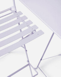 Urbn-Living Urbnliving Lilac Colour 2 Folding Metal Chairs & Table Bistro Bar Patio Breakfast Furniture Set - thumbnail 3