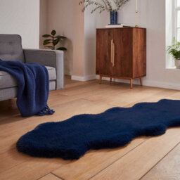 Navy Plain Luxurious Modern Shaggy Easy To Clean Rug For Dining Room Bed Room And Living Room-60Cm X 90Cm ( Single) - thumbnail 3