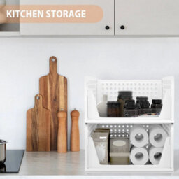 Stackable Wardrobe Folding Organiser Pantry Closet Shelf Rack Storage Box Drawer - thumbnail 4