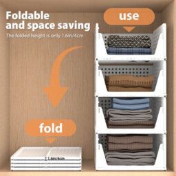 Stackable Wardrobe Folding Organiser Pantry Closet Shelf Rack Storage Box Drawer - thumbnail 5