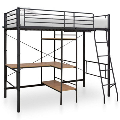 Vidaxl Bunk Bed With Table Without Mattress Grey Metal 90X200 Cm - image 1