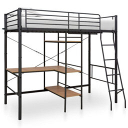 Vidaxl Bunk Bed With Table Without Mattress Grey Metal 90X200 Cm - thumbnail 1