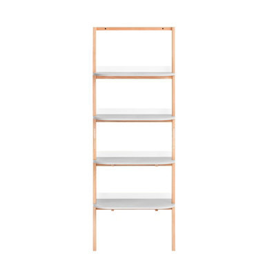 Sobuy Hstr02-Hg, 4 Tiers Bookcase Bookshelf Storae Display Shelf Ladder Shelf Wall Shelf, Grey And Natural,w65Xd38.2Xh169.3 - image 1