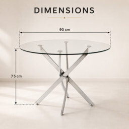 Oira Homes Modern Round Glass Dining Table Set With 4 Blue Velvet Chairs 4 Seater Dining Table Set - thumbnail 5