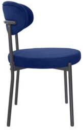 Oira Homes Modern Round Glass Dining Table Set With 4 Blue Velvet Chairs 4 Seater Dining Table Set - thumbnail 3
