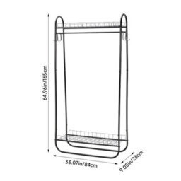 Living And Home Black Freestanding Metal Clothes Rack With Hooks - thumbnail 8