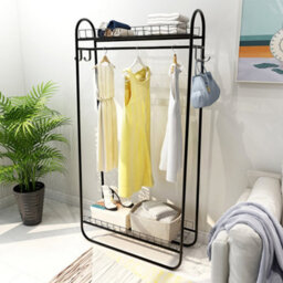 Living And Home Black Freestanding Metal Clothes Rack With Hooks - thumbnail 2