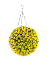 Best Artificial 28Cm Yellow Rose Hanging Basket Flower Topiary Ball - Suitable For Outdoor Use - Weather & Fade Resistant - thumbnail 2
