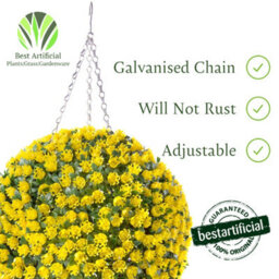Best Artificial 28Cm Yellow Rose Hanging Basket Flower Topiary Ball - Suitable For Outdoor Use - Weather & Fade Resistant - thumbnail 4
