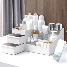 Living And Home 3 Tier Plastic Makeup Organizer Cosmetics Storage Box With 2 Drawer For Dresser Bedroom Bathroom 252 mm (W) - thumbnail 2