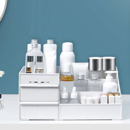 Living And Home 3 Tier Plastic Makeup Organizer Cosmetics Storage Box With 2 Drawer For Dresser Bedroom Bathroom 252 mm (W) - thumbnail 3