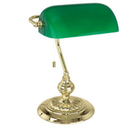 Eglo Banker Green And Brass Metal And Glass Bankers Table Lamp, (L) 27.5Cm - thumbnail 2