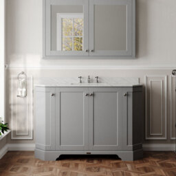 Hudson Reed Floor Standing Four Door Traditional Vanity Unit With 3 Tap Hole Grey Marble Top & Basin In Storm Grey, 1236 X 470mm - thumbnail 2