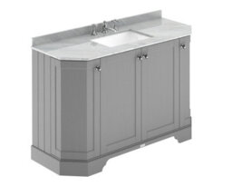 Hudson Reed Floor Standing Four Door Traditional Vanity Unit With 3 Tap Hole Grey Marble Top & Basin In Storm Grey, 1236 X 470mm - thumbnail 1