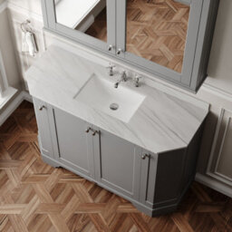 Hudson Reed Floor Standing Four Door Traditional Vanity Unit With 3 Tap Hole Grey Marble Top & Basin In Storm Grey, 1236 X 470mm - thumbnail 3