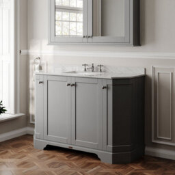 Hudson Reed Floor Standing Four Door Traditional Vanity Unit With 3 Tap Hole Grey Marble Top & Basin In Storm Grey, 1236 X 470mm - thumbnail 4