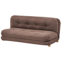 Beliani Sofa Bed 2 Seater Esbjerg Faux Linen Brown - thumbnail 4