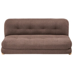 Beliani Sofa Bed 2 Seater Esbjerg Faux Linen Brown - thumbnail 1