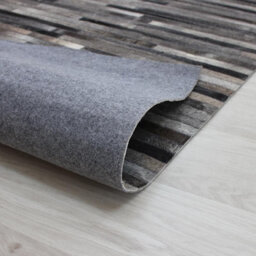 Grey Handmade , Luxurious , Modern , Cowhide Wasy To Clean Leather Striped Rug For Living Room, Bedroom - 160Cm X 230Cm - thumbnail 4
