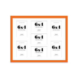 20X16 Inch 7 Opening Photo Collage Frame, Display Seven 6X4 Inch Photos, Multi Aperture Family Picture Frame, Orange - thumbnail 2