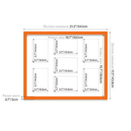 20X16 Inch 7 Opening Photo Collage Frame, Display Seven 6X4 Inch Photos, Multi Aperture Family Picture Frame, Orange - thumbnail 4