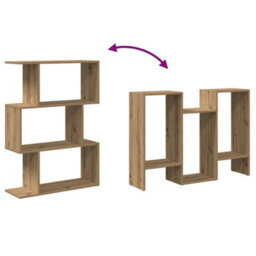Walplus Room Divider Bookcase 3-Tier Artisan Oak 70X24X97 Cm Engineered Wood - thumbnail 8