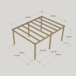Rutland County Garden Furniture Garden Pergola 6 Posts - Wood - L420 X W540 X H270 Cm - Light Green - thumbnail 5