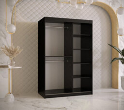 Arte Ramiro Ii Contemporary 2 Sliding Door Wardrobe 5 Shelves 2 Rails Black Matt (H)2000mm (W)1200mm (D)620mm - thumbnail 3