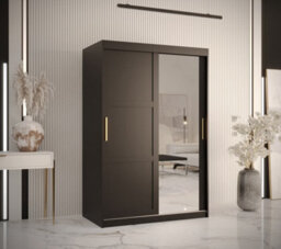 Arte Ramiro Ii Contemporary 2 Sliding Door Wardrobe 5 Shelves 2 Rails Black Matt (H)2000mm (W)1200mm (D)620mm - thumbnail 2