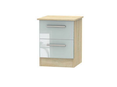 Trent 2 Drawer Compact Bedside Cabinet In Grey & Bardolino Oak (Ready Assembled) - image 1